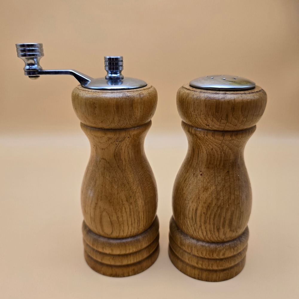 Olde Thompson Wood Salt Shaker and Pepper Mill Set with Hand Crank Made in USA